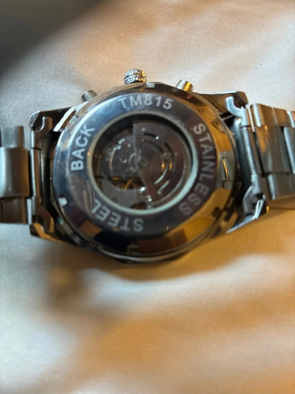 Winner Stainless Steel Tachymeter Chronograph Watch - Black Dial